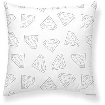 Funda de almohada Superman 100% algodón blanca multicolor 175 hilos 80x80 cm