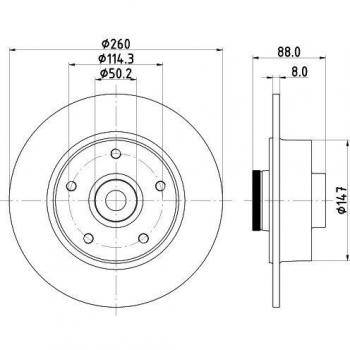 HELLA 8DD 355 123-311 Disco de freno - 54960PRO - revestido
