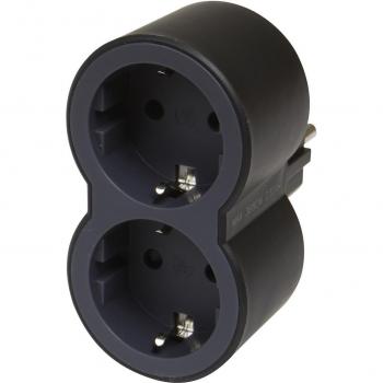 Regleta doble 2P+T frontal Negro
