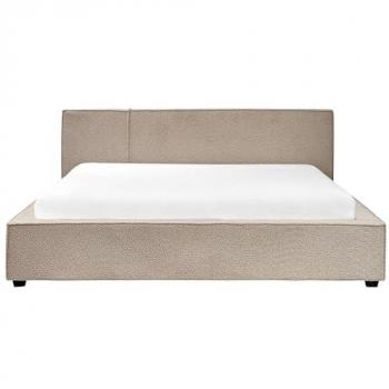 Cama matrimonial moderna de tejido bouclé en color gris pardo 180 x 200 cm Mirande