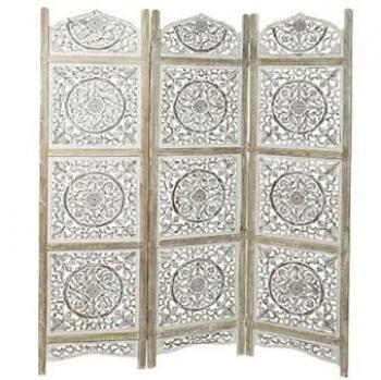 Biombo Decorativo de Madera de Mango y MDF (150 x 2 x 183 cm)