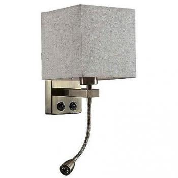 Aplique LED 3W 4000K con Pantalla Beige y Doble Encendido - Modelo Stephen, 285lm, Dimensiones: 38x17x20cm