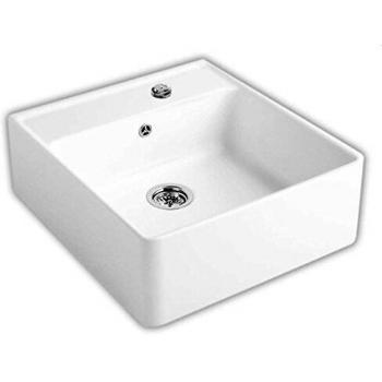 Fregadero de Cocina Cerámico Blanco Nieve Villeroy & Boch 6320 62 KG con Desagüe Automático y Kit de Fijación