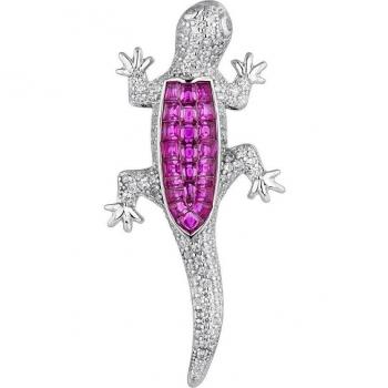 Pendiente piercing Lézard con circonitas blancas y rosas