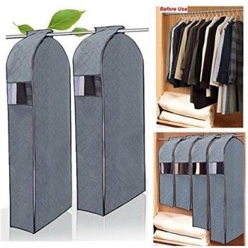 Protector de Ropa,2win2buy Cubierta de Ropa Bolsa de Almacenamiento de Ropa Tela de Carbón de Bambú No Tejida Transpirable con Ventana Transparente