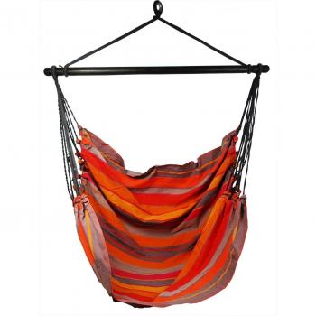 Fair Trade colgante Asiento Rojo de gris - 100% algodón tejida - Hasta 140 kg, rot-grau, Hängesitz