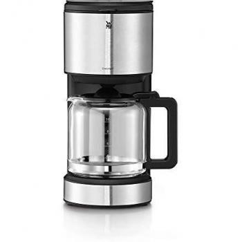 WMF Aroma Terra Cafetera con jarra de cristal de 1,2 L para 10 tazas e indicador de nivel de agua en el exterior, acabados de acero inoxidable de cromargan mate, 1000 W, 1.25 litros, negro