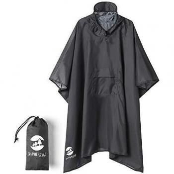 Summer Mae Poncho de Lluvia Reutilizable Capa Lluvia Multifuncional con Capucha Chubasquero Impermeable Ligero Adulto al Aire Libre Gris