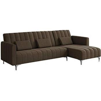 Comfort Products SelectionHome - Sofa Chaise Longue, Convertible en Cama, Reversible, Modelo Milano, Acabado en Marron a Rayas, Medidas: 267 cm