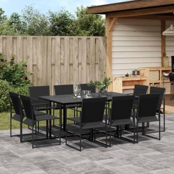 11-Piece Black Textilene Garden Dining Set