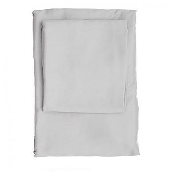 Sábana Bajera Ajustable de Satén de Algodón 180x200 Suave Blanco y Gris Claro
