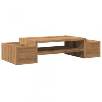 Soporte de pantalla con almacenaje roble artisian 70x27x15 cm