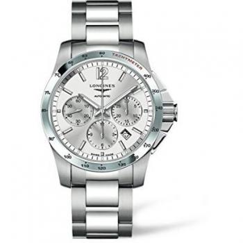 Longines Conquest Men's Automatic Watch with Silver Dial Chronograph Display and Silver Stainless Steel Bracelet L27434766