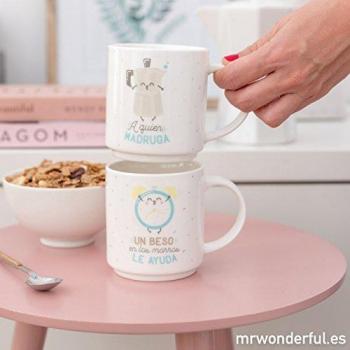 Mr. Wonderful Set de 2 tazas apilables para parejas que encajan