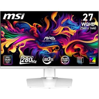 Monitor Gaming MSI MAG 272QPW QD-OLED de 27 pulgadas, WQHD 2560x1440, Panel Quantum Dot OLED, 280Hz, 0.03ms, DisplayHDR True Black 400, HDMI