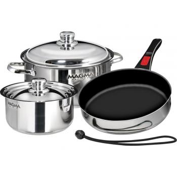 Magma A10-363-2-IND Nesting 7-Piece Induction Compatible Cookware - Stainless Steel Exterior & Slate Black Ceramica Non-Stick Interior