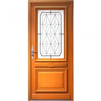 Puerta de Entrada de Madera con Vitrificado Aislante, Dimensiones 215 x 90 cm, Pusente Izquierda