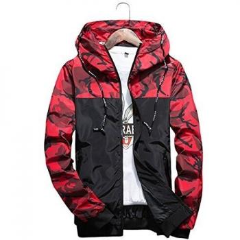 shepretty Hombre Softshell Funciones Chaqueta para Exterior Impermeable, Rojo, 4XL