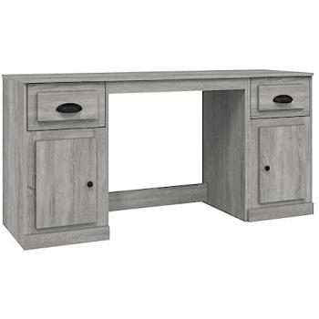 Escritorio con armario contrachapada gris sonoma Vidaxl