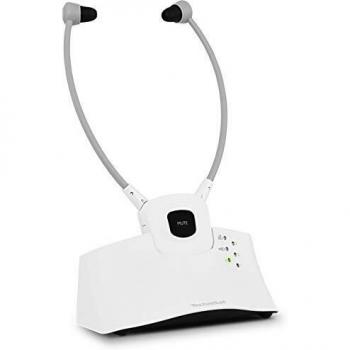 TechniSat StereoMan ISI 2 Auriculares Inalámbricos Estéreo con Banda para Cuello, Base de Carga y Compatibilidad con TV/Equipos de Música - Blanco