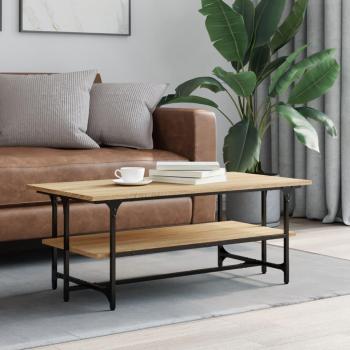 Mesa de centro de madera contrachapada 100x50x40 cm en color Negro, Roble Sonoma y Roble ahumado, ideal para salón o comedor como mesita auxiliar o mesa de café