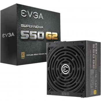 EVGA Supernova 550 G2, 80+ Gold 550W, Completamente Modular, Modo EVGA Eco, garantía de 7 años, Incluye Auto probador de Encendido Gratis, Fuente de alimentación 220-G2-0550-Y2