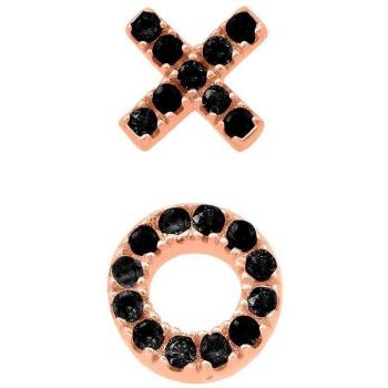 Pendientes asimétricos XOXO de plata bañados en oro rosa