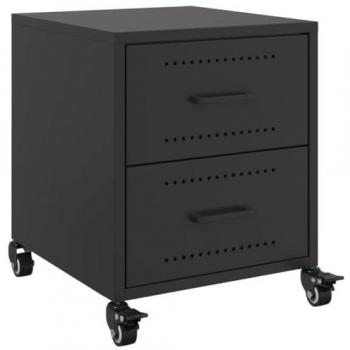 vidaXL Bedside Cabinet Black 36x39x43.5 cm Steel