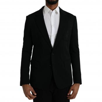Dolce & Gabbana Black Wool Notch Single Breasted Coat Blazer - IT50 | L