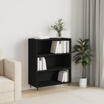 Estantería de madera de ingeniería 69,5x32,5x90 cm en Blanco y Negro, Mueble de Almacenaje para Oficina, Estudio y Dormitorio