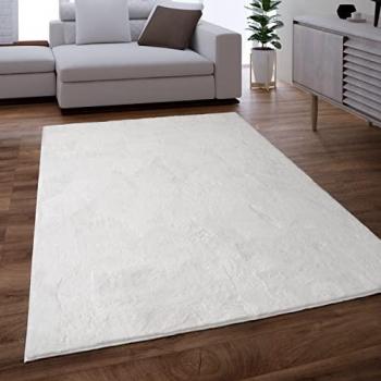 Alfombra de Salón Lavable de Piel Imitación Suave Pelo Largo 240x340 cm Blanca