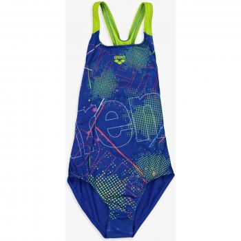 Bañador de Natación Galactics Pro para Niña, Talla 6, Color Verde Suave/Royal