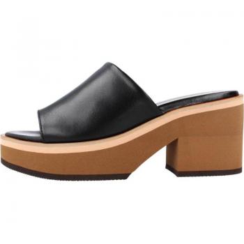 Sandalias de mujer Alpe 2357 de piel ball lux con tacón y suela antideslizante en color negro