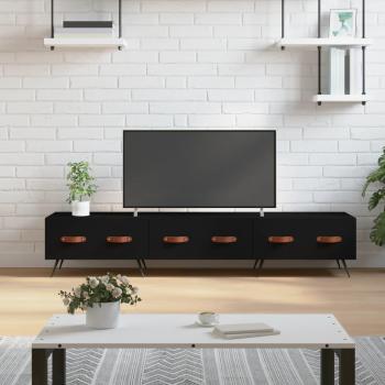 Soporte para TV de madera multicapa negro 150x36x30 cm