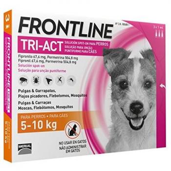 Frontline Tri-Act Pipetas Antiparasitarias para Perros de 5-10 Kg - Caja de 6 Unidades