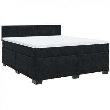 Cama Box Spring con colchón de terciopelo negro 180x200 cm