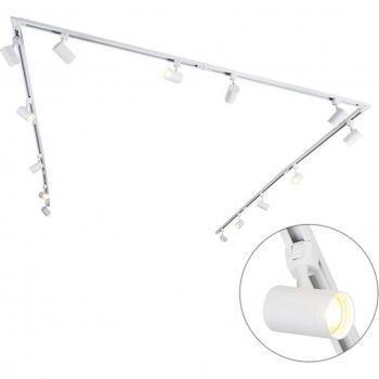 Sistema riel moderno blanco 14 focos monofásicos JEANA, dimensiones 765 x 9.5 x 17 cm
