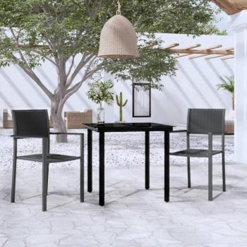 vidaXL 3-Piece Black Garden Dining Set