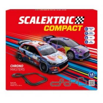 Scalextric Compact Chrono Masters Racing Track Set with 2 Cars and 2 Controllers, 1:43 Scale (C10467S500)