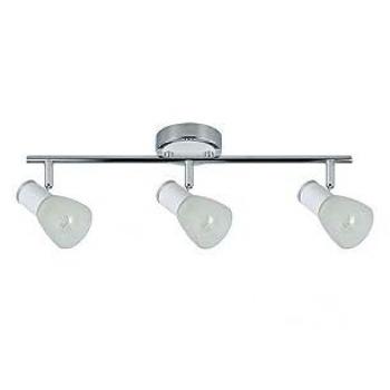 Regleta Cholo FABRILAMP 3 Focos Orientables Blanco/Cromo Diseño Moderno 16x48,5x10 Cm