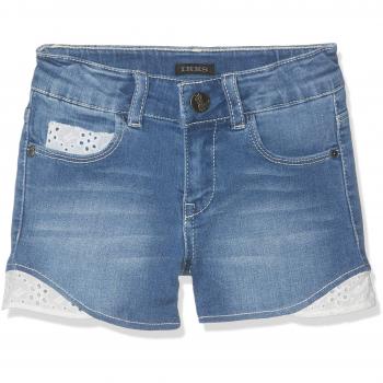 IKKS Junior Short Denim Detail Dentelle, Pantalones Cortos para Niñas, Azul
