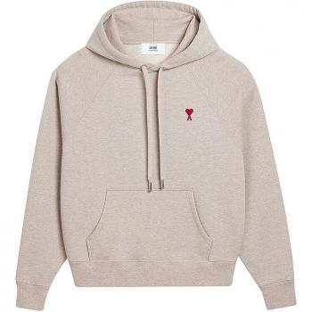 Ami Paris Heart Friend Hoodie - Male, Beige, Size: M