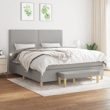 Cama box spring con colchón gris claro 180x200 cm tela Chiaro