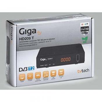 Receptor TDT GigaTV HD209 T. Decodificador Digital terrestre DVBT-2. Alta definición. Funciones de grabación. Full HD 1080P, MPEG-2/4, H.264, HDMI