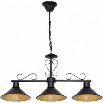 Colgante Azalea FABRILAMP - Diseño Elegante, Iluminación Cálida, Color Negro/Oro, Dimensiones Regx86x20 Cm, Tipo de bombilla 3xe27