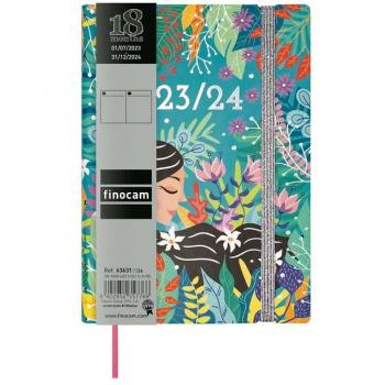 Agenda Finocam Mara Y4 18 Meses Julio 2023-Diciembre 2024 Tamaño 120x170mm, Un Día por Página, Diseño Lady, Multilingüe