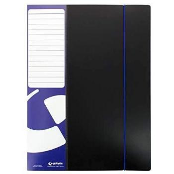 Grafoplas 39749010 - Carpetas con 100 fundas Poliuro, DIN-A4, color azul/negro