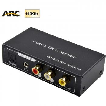AMANKA HDMI Extractor de Audio 192KHz Convertidor DAC ARC Extractor de Audio Soportar HDMI Audio Digital a Audio Analógico RCA L/R, Toslink y 3,5 mm Jack ARC Adaptador de Audio para TV
