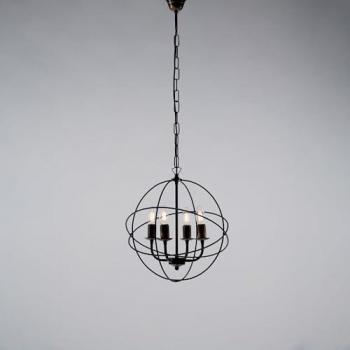 Lámpara de Suspensión Elegante en Hierro Negro y Oro con 4 Luces - 39x42 cm