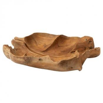 Centro de Mesa Madera Teca Hoja Natural 40x40x30 cm - Complemento Perfecto para Cualquier Hogar